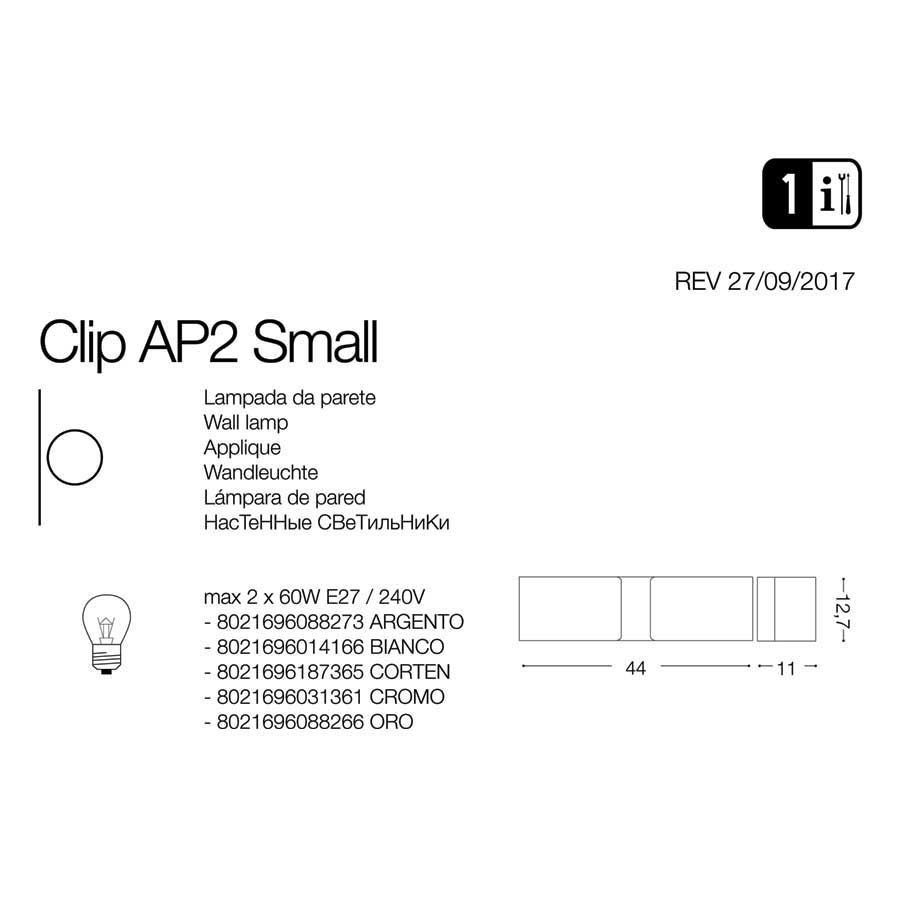 Світильник CLIP AP2 SMALL BIANCO (014166), IDEAL LUX - Зображення 088273-.jpg