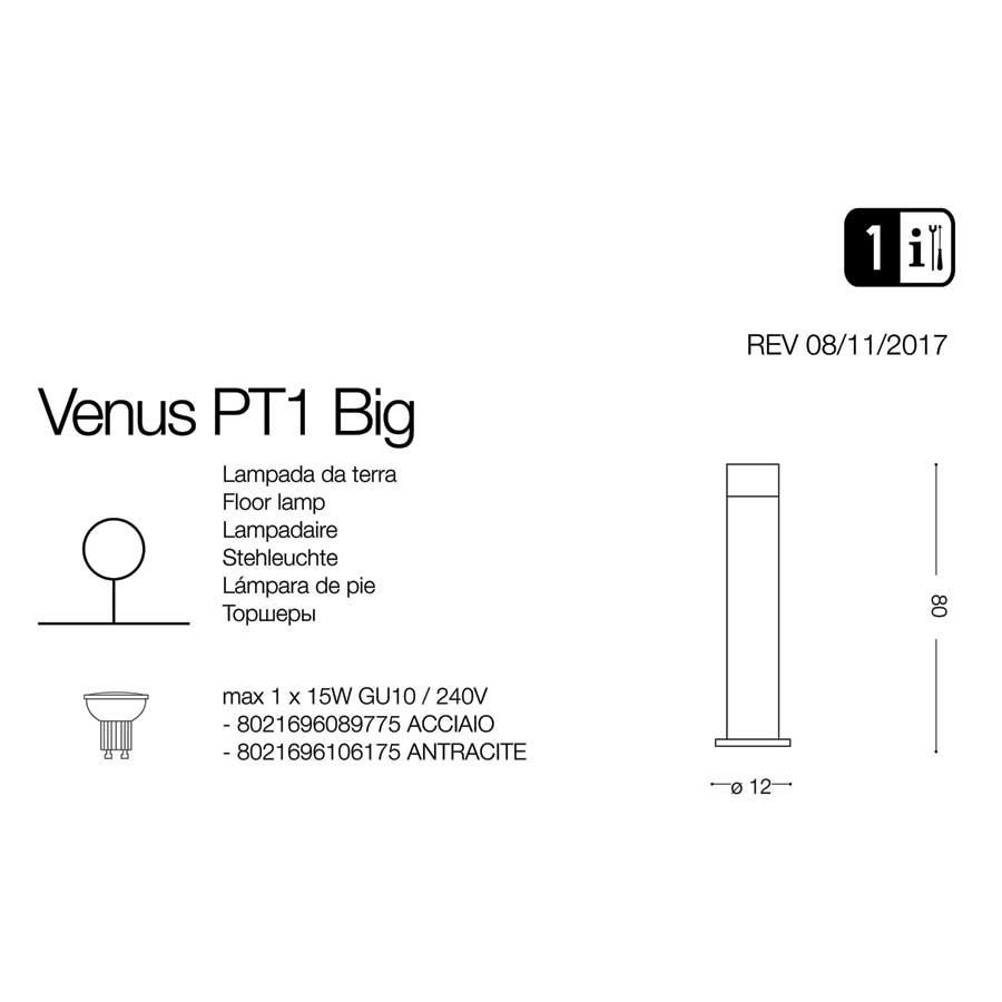 Світильник вуличний VENUS PT1 SMALL ANTRACITE (106182), IDEAL LUX - Зображення 089775-.jpg