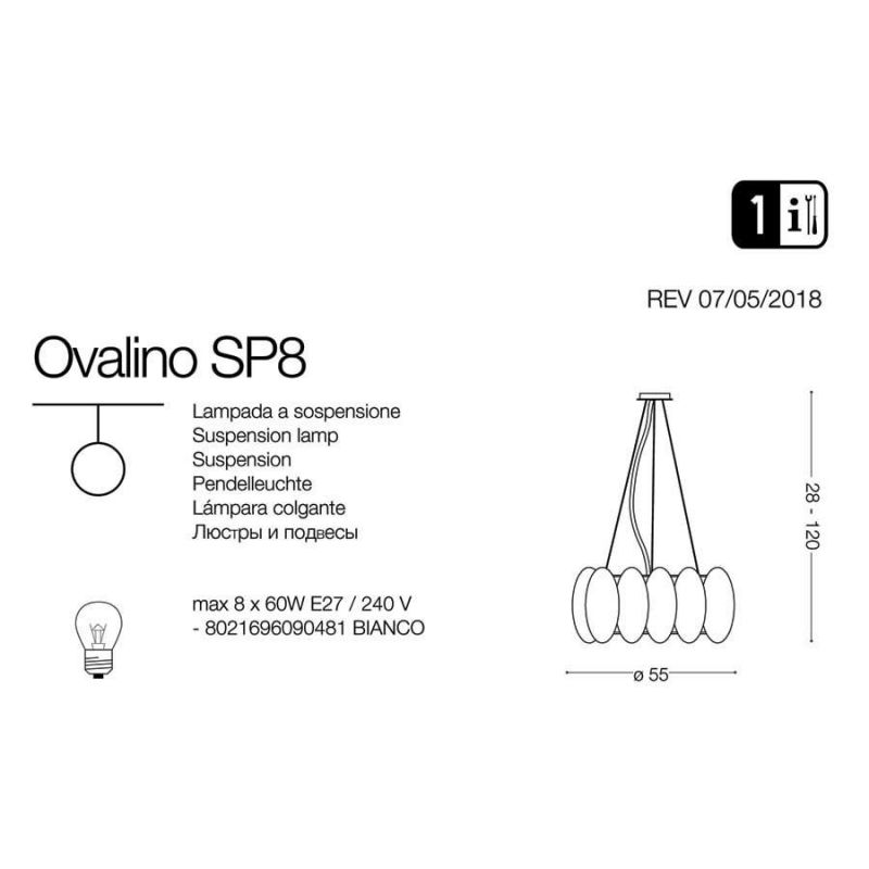Люстра OVALINO SP8 (090481), IDEAL LUX - Зображення 090481-1.jpg
