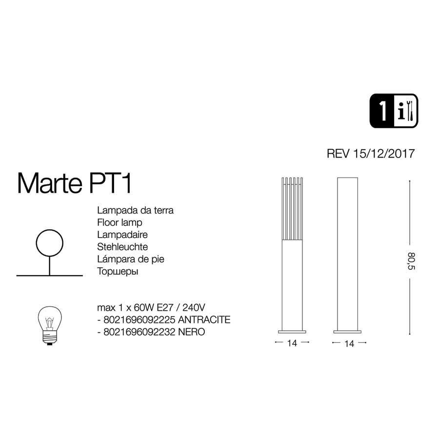 Світильник вуличний MARTE PT1 (092225), IDEAL LUX - Зображення 092225-.jpg