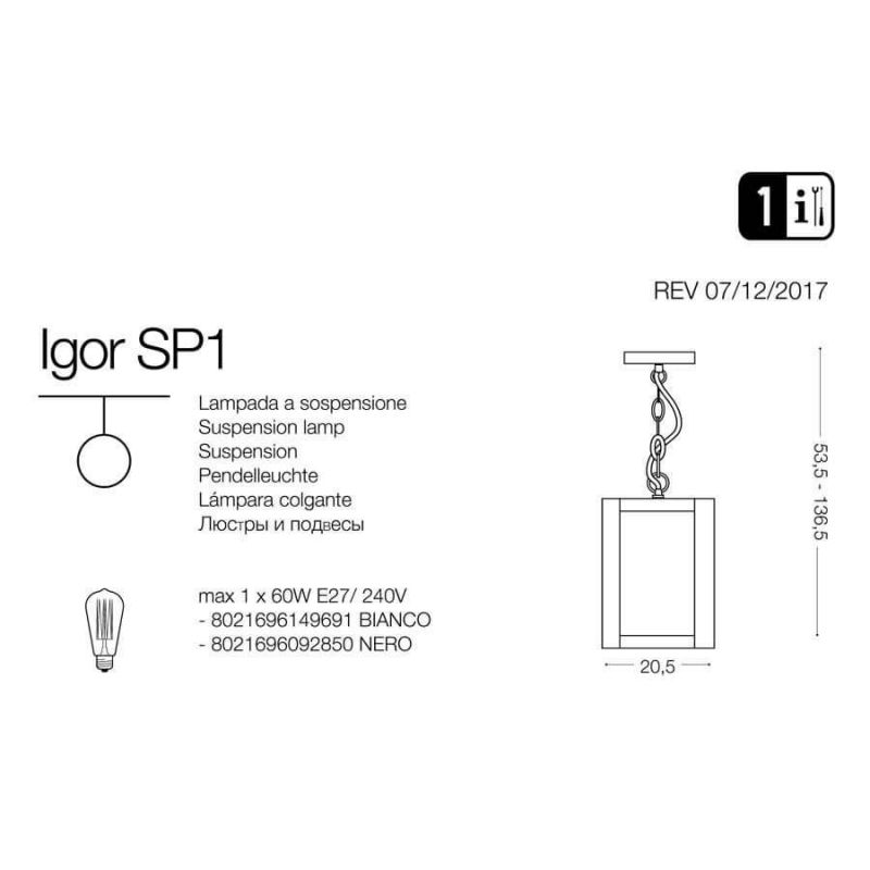 Люстра IGOR SP1 NERO (092850), IDEAL LUX - Зображення 092850-.jpg