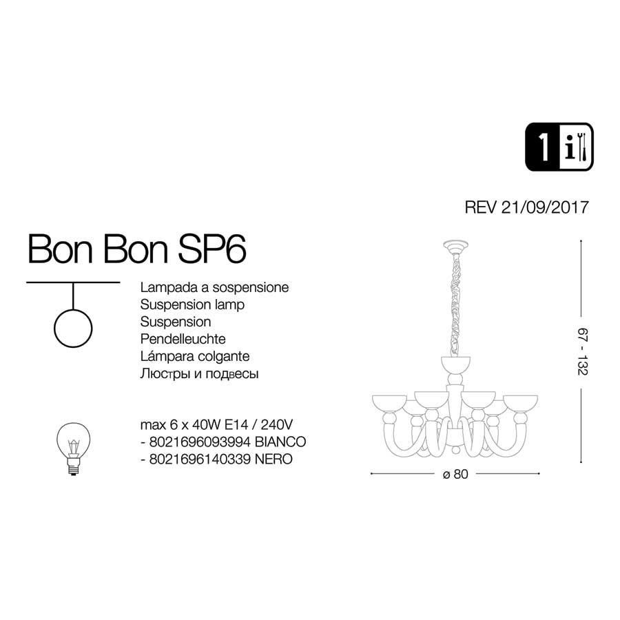 Люстра BON BON SP6 BIANCO (093994), IDEAL LUX - Зображення 093994--.jpg