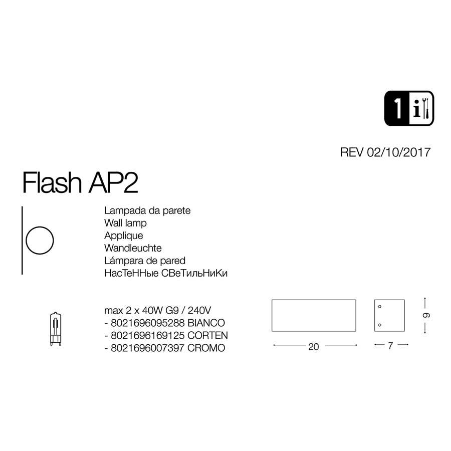 Світильник FLASH AP2 CROMO (007397), IDEAL LUX - Зображення 095288-.jpg