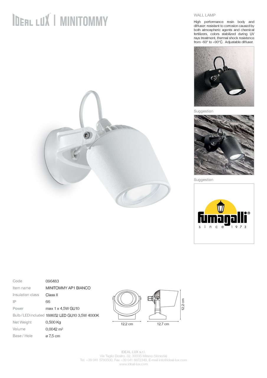 Світильник вуличний MINITOMMY AP NERO 4000K (096476), IDEAL LUX - Зображення 096483_SC.jpg