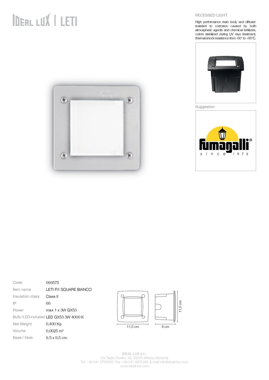 Світильник вуличний LETI PT1 SQUARE GRIGIO (096599), IDEAL LUX - Зображення 096575_SC.jpg