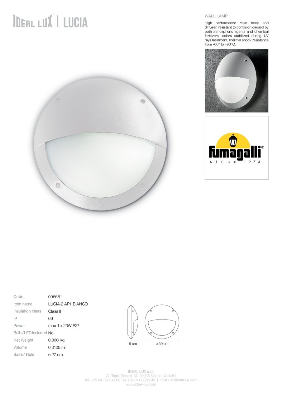 Світильник вуличний LUCIA-2 AP1 NERO (096698), IDEAL LUX - Зображення 096681_SC.jpg