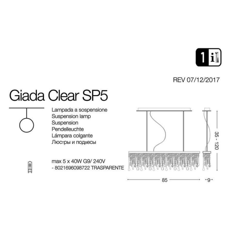 Люстра GIADA SP5 TRASPARENTE (098722), IDEAL LUX - Зображення 098722-.jpg