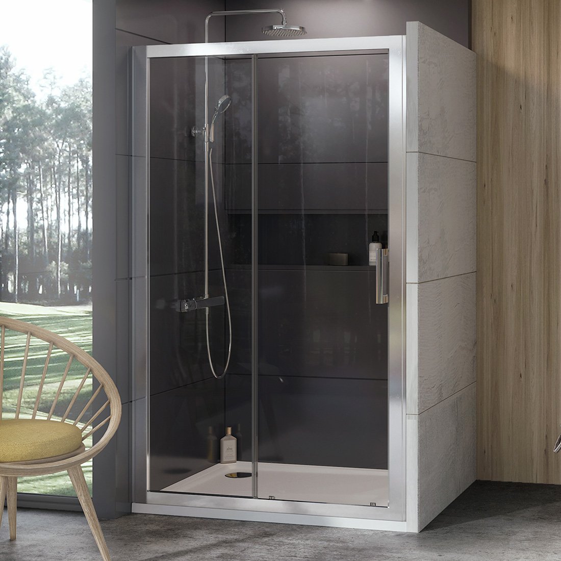 Душові двері двохелементні 10DP2-100 Transparent, (0ZVA0U00Z1) RAVAK - Зображення