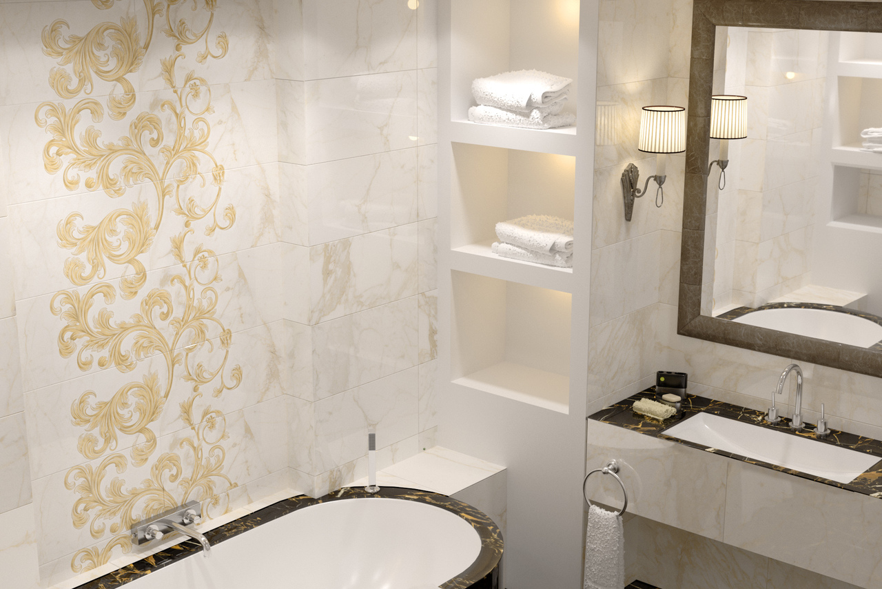 Плитка настенная Saint Laurent белый 300x600x9 Golden Tile - Зображення 0b358-bila2.jpg