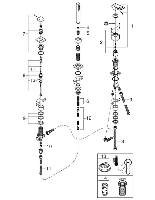 Змішувач для ванни Eurocube (19966000), Grohe - Зображення 0b384-1996-1.jpg