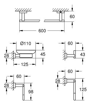 Набір аксесуарів 5 в 1 Essentials Cube (40758001), Grohe - Зображення 0e697-51.jpg