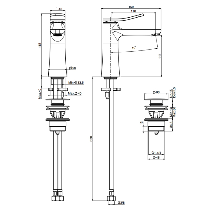Змішувач для умивальника Flo Black matt F3801NS Fima - Зображення 100160056-5c24e.jpg