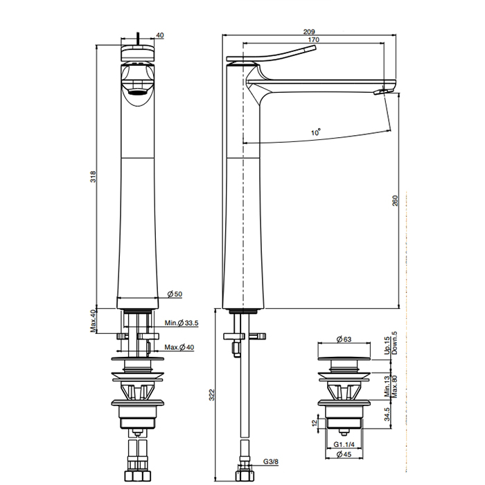 Змішувач для умивальника Flo Black matt F3801-HNS Fima - Зображення 100162000-ad396.jpg