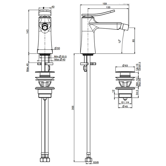 Змішувач для біде Flo Black matt F3802NS Fima - Зображення 100162009-64e4d.jpg