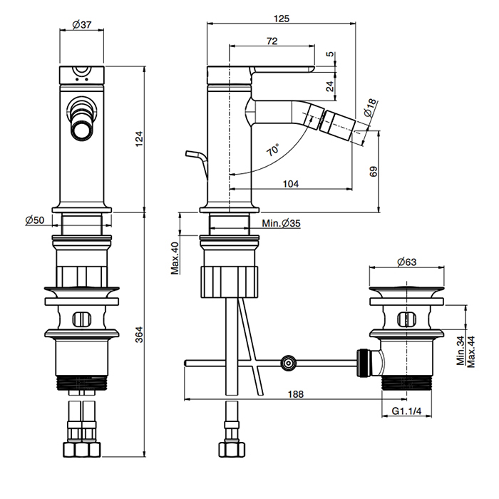 Змішувач для біде Snap Brushed nickel F3112SN Fima - Зображення 100166914-61120.jpg