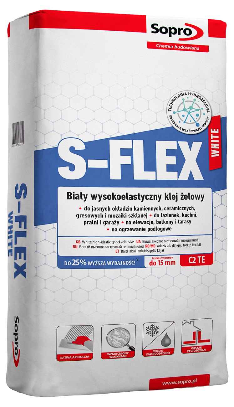 Клей для плитки Sopro S-Flex white 202 (22,5 кг) - Зображення