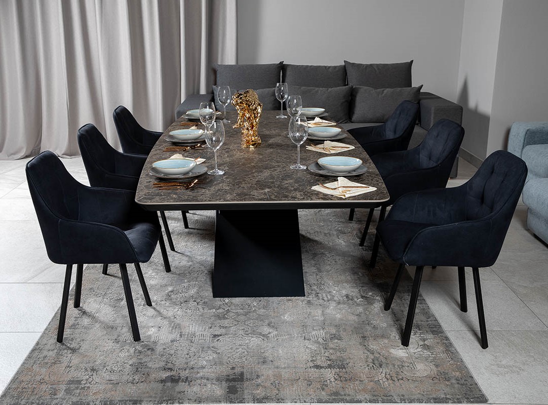 Стіл обідній Belfort Laminam Emperador Extra 100х240х76 Аква Родос - Зображення