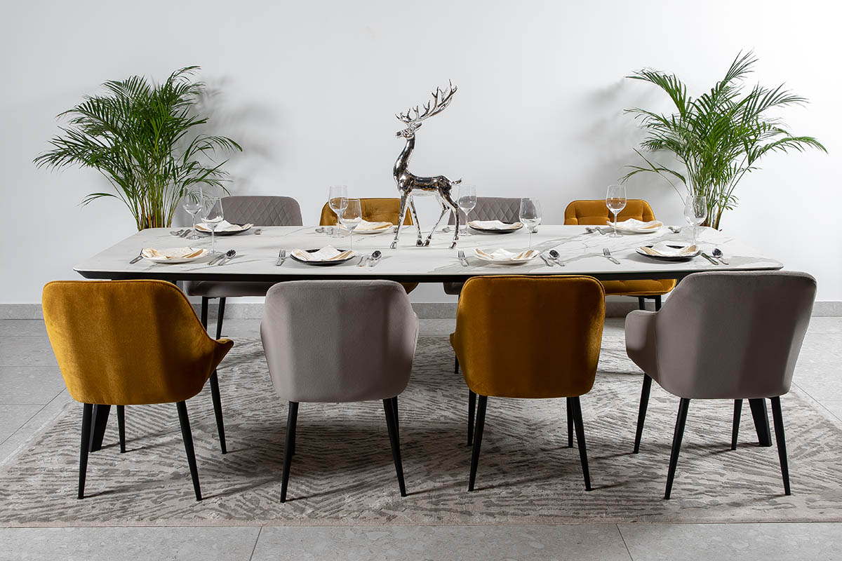 Стол обеденный Detroit Laminam Bianco Statuario Venato 120х260х76 Аква Родос - Зображення