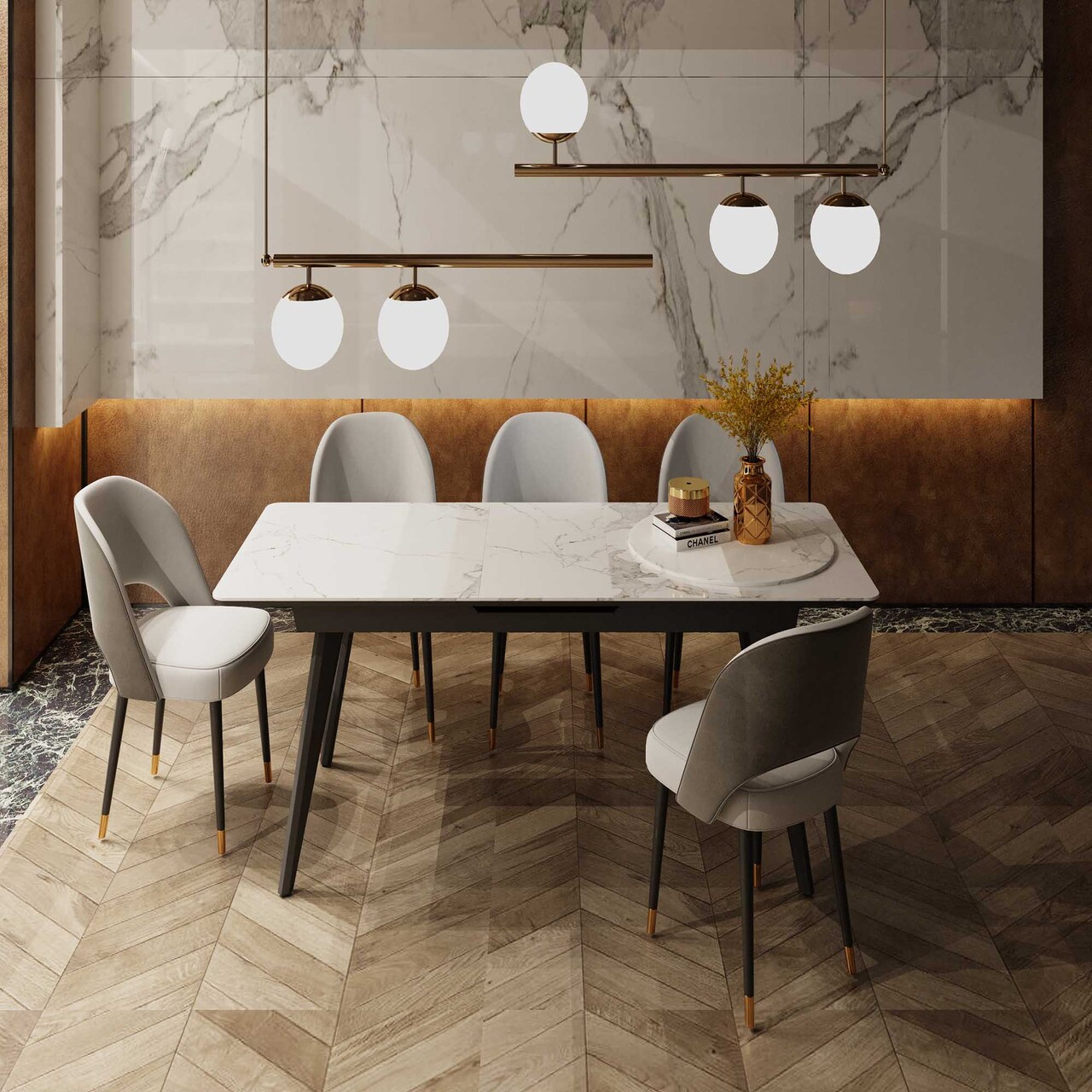 Стіл обідній Атланта Laminam Invisible White 80х160(200)х76 Аква Родос - Зображення 100248010-97936.jpg