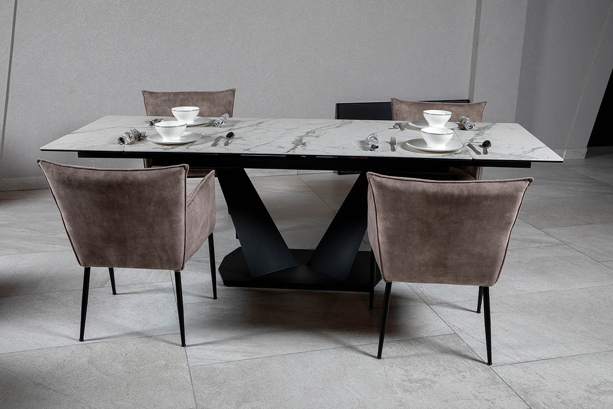 Стол обеденный Луара Laminam Invisible White 90х160(240)х76 Аква Родос - Зображення