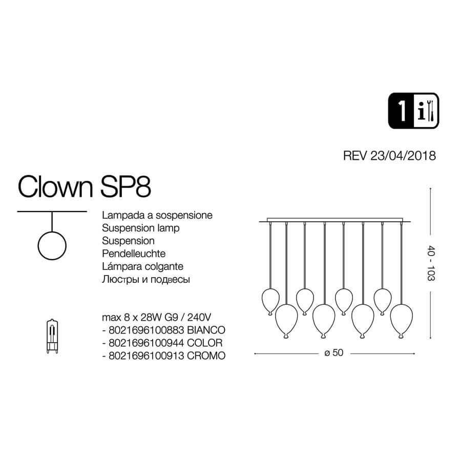 Люстра CLOWN SP8 COLOR (100944), IDEAL LUX - Зображення 100883-.jpg