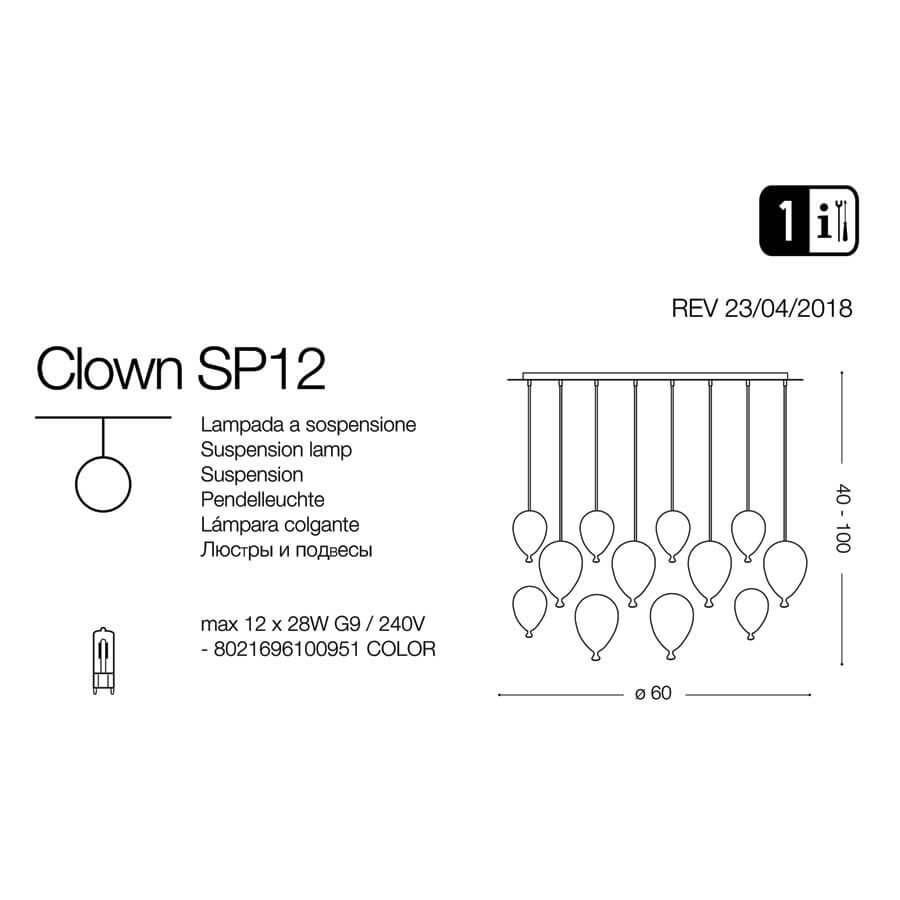 Люстра CLOWN SP12 COLOR (100951), IDEAL LUX - Зображення 100951-.jpg