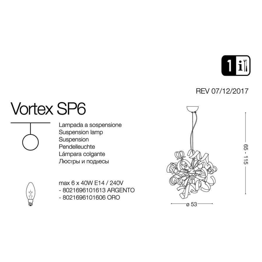 Люстра VORTEX SP6 ARGENTO (101613), IDEAL LUX - Зображення 101606-.jpg
