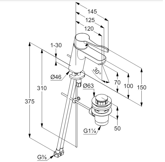 Змішувач для умивальника 70 DN 15 Pure&Easy 372840565 Kludi - Зображення 103970089-e434d.jpg