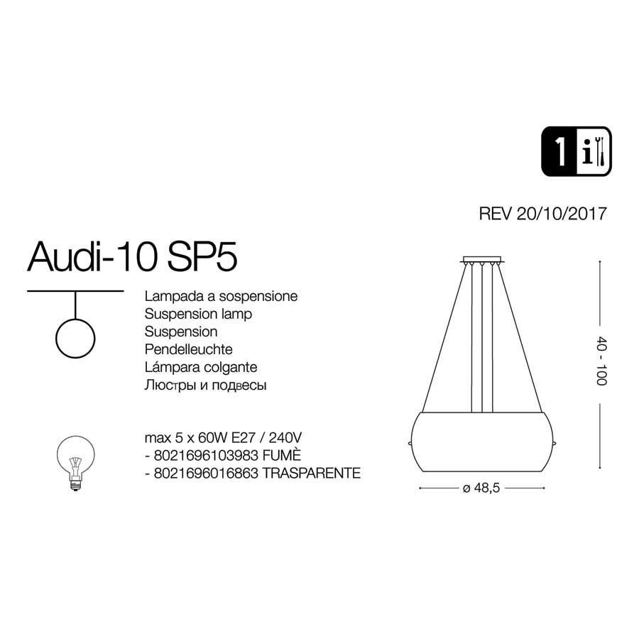 Люстра AUDI-10 SP5 TRASPARENTE (016863), IDEAL LUX - Зображення 103983__.jpg