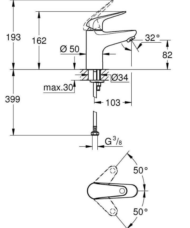 Смеситель для умывальника S-Size Euroeco 32734001 Grohe - Зображення 105809770-7c6bc.jpg