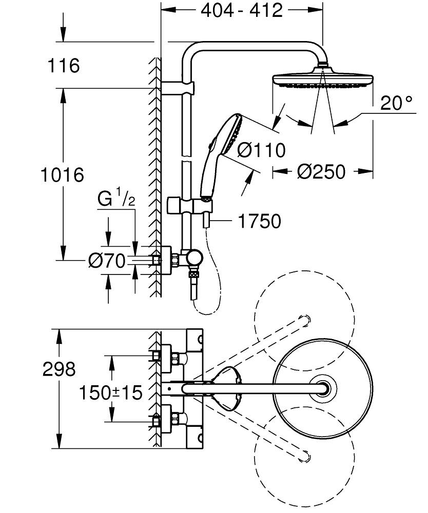 Душова система Tempesta System 250 26670001 Grohe - Зображення 106555200-d8b3c.jpg
