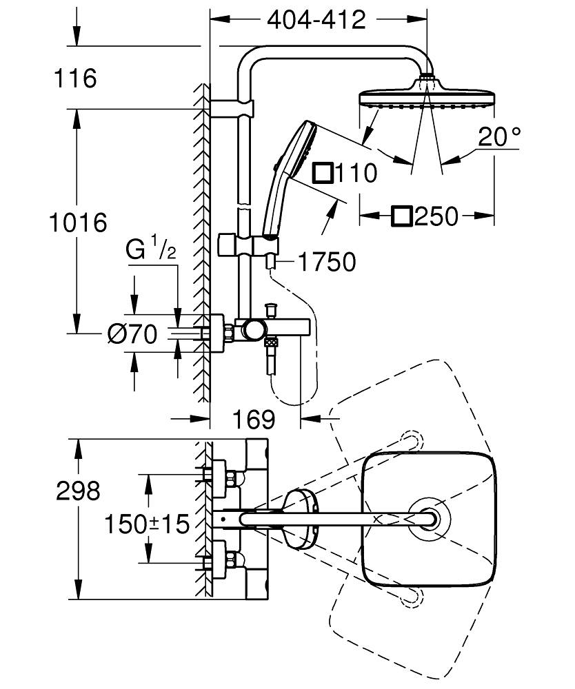 Душова система Tempesta System 250 Cube 26975001 Grohe - Зображення 109159733-5447e.jpg