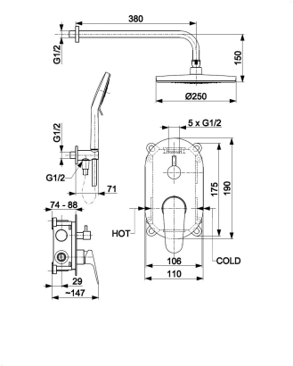 Душова система OTAVA BLACK 5559-501-81 KFA ARMATURA - Зображення 110025229-629c4.jpg