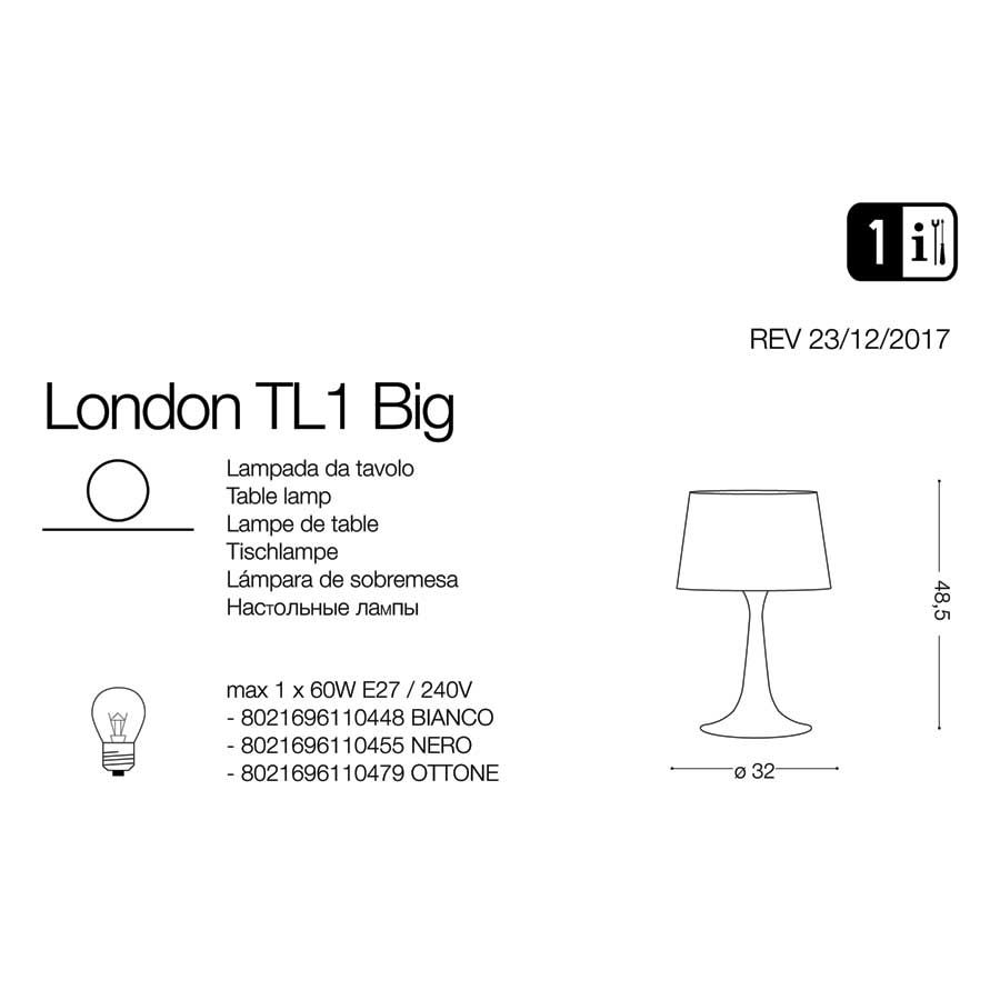 Настільна лампа LONDON TL1 BIG BIANCO (110448), IDEAL LUX - Зображення 110455-.jpg