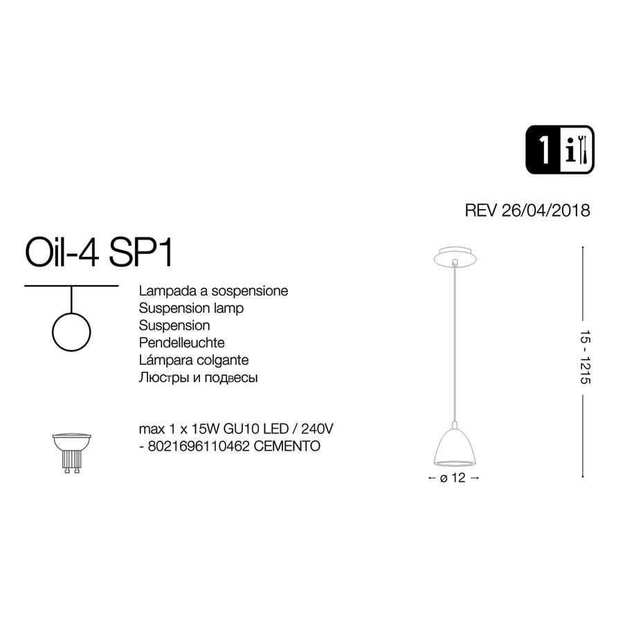 Люстра VINEGAR SP1 CEMENTO (110462), IDEAL LUX - Зображення 110462-1_1.jpg