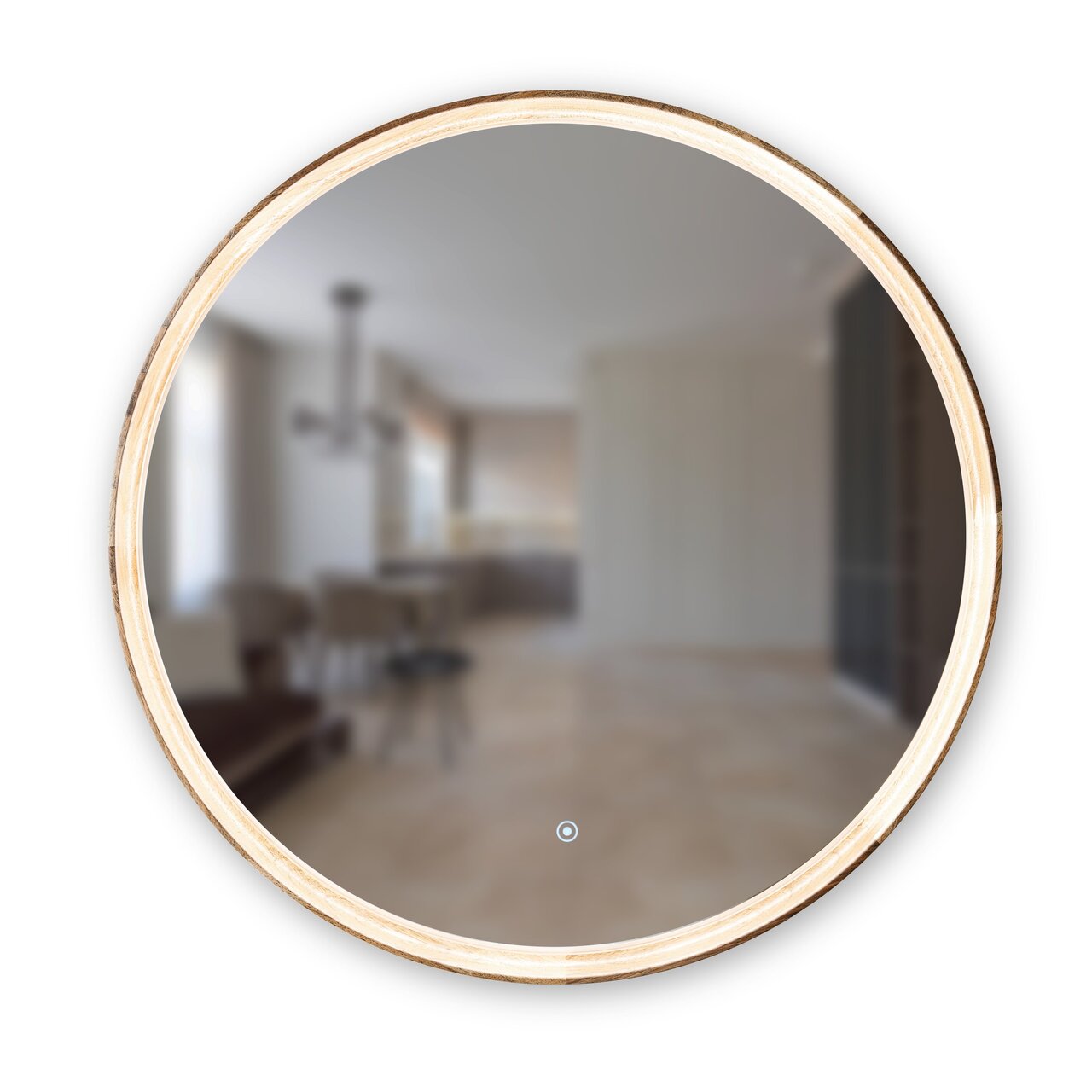 Дзеркало Solar Eclipse LED 80 Natural Walnut Luxury Wood - Зображення