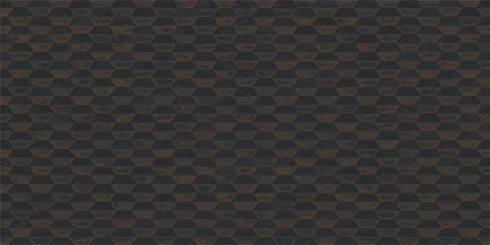 Плитка керамогранитная Steel Stamping Black 497,5x995,5x10 Aparici - Зображення