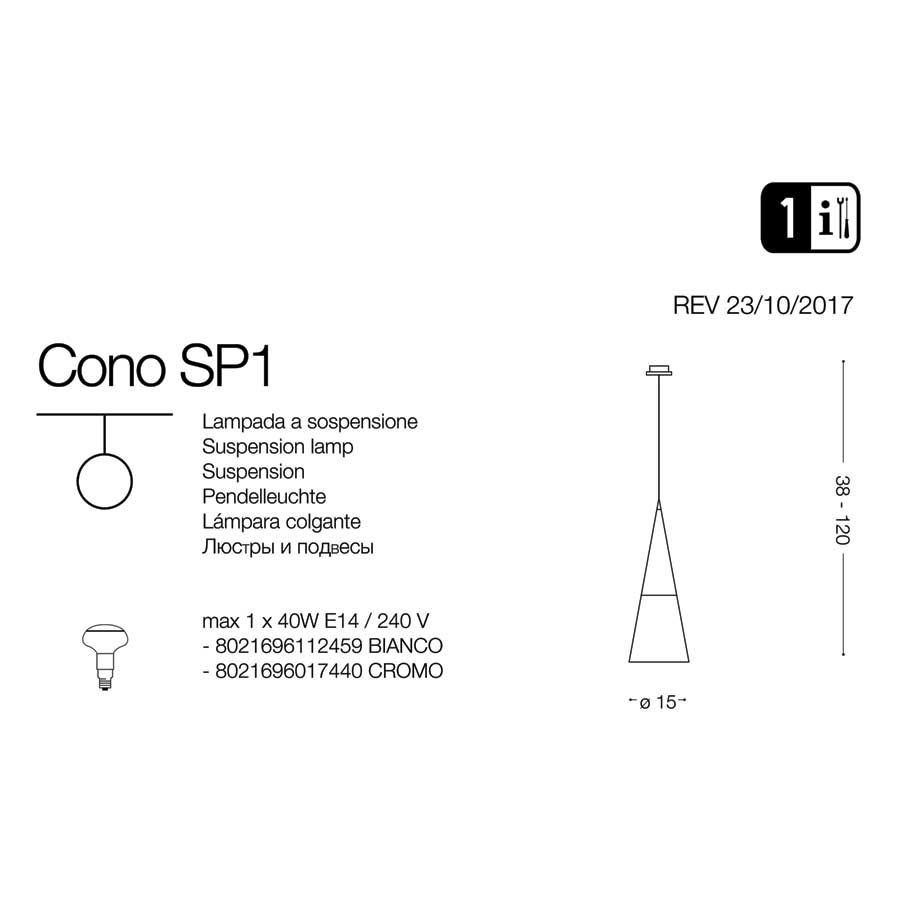 Люстра CONO SP1 CROMO (017440), IDEAL LUX - Зображення 112459-.jpg