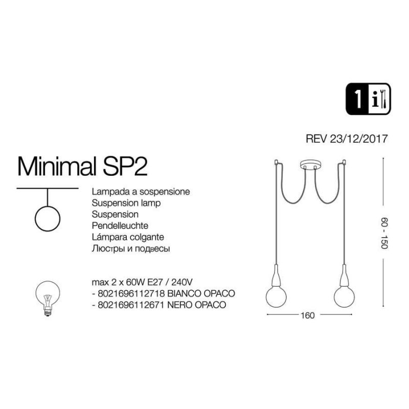 Люстра MINIMAL SP2 BIANCO OPACO (112718), IDEAL LUX - Зображення 112718-.jpg