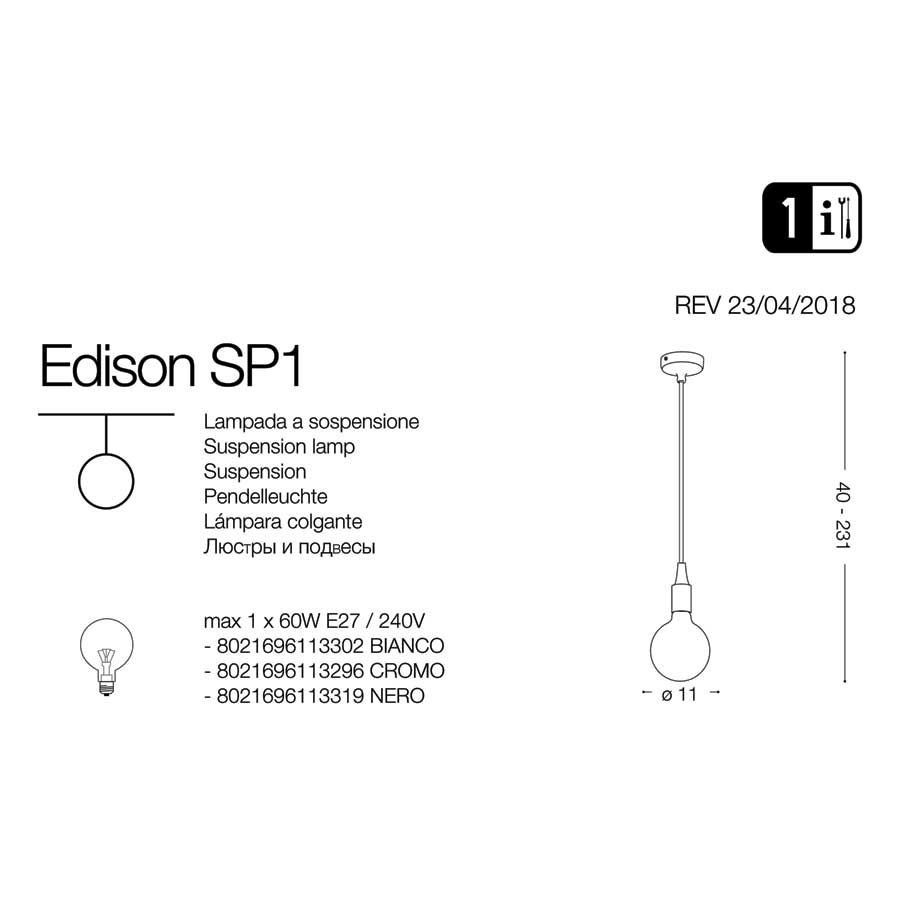 Люстра EDISON SP1 BIANCO (113302), IDEAL LUX - Зображення 113319--.jpg