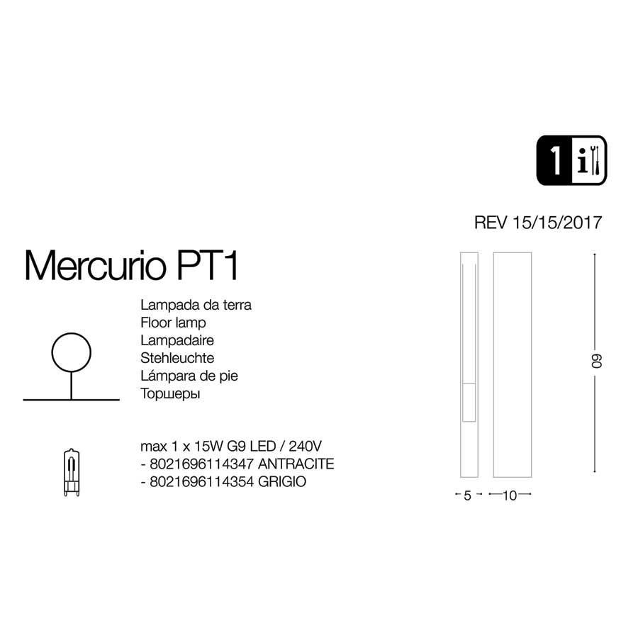 Світильник вуличний MERCURIO PT1 (114347), IDEAL LUX - Зображення 114347-.jpg