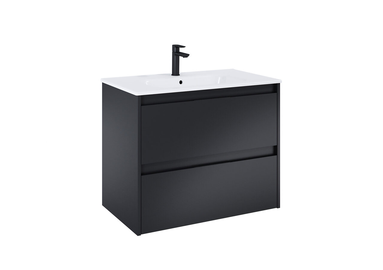 Шафка з умивальником Alpine Unik 800 Black matt A852014532 Roca - Зображення