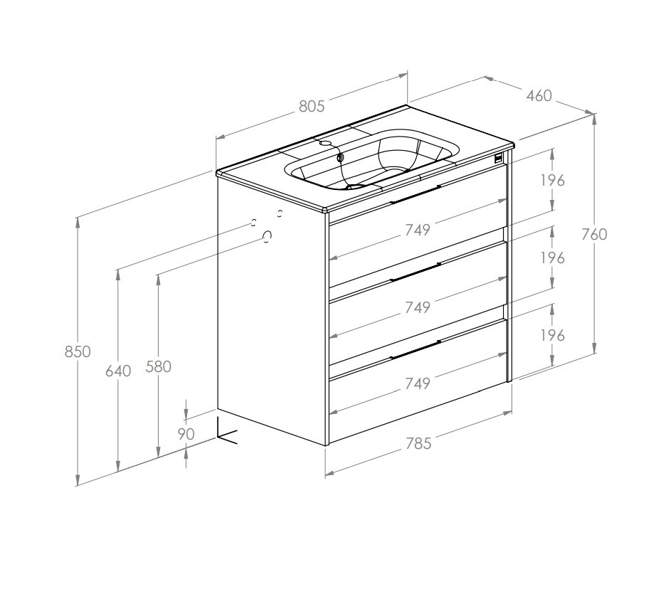 Шафка з умивальником Alpine Unik 800 A852017606 Roca - Зображення 114995511-ed5e1.jpg