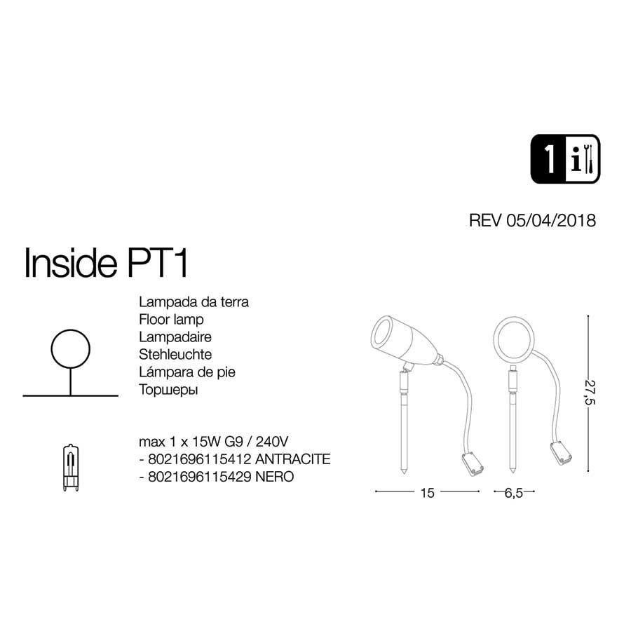 Світильник вуличний INSIDE PT1 ANTRACITE (115412), IDEAL LUX - Зображення 115429-.jpg