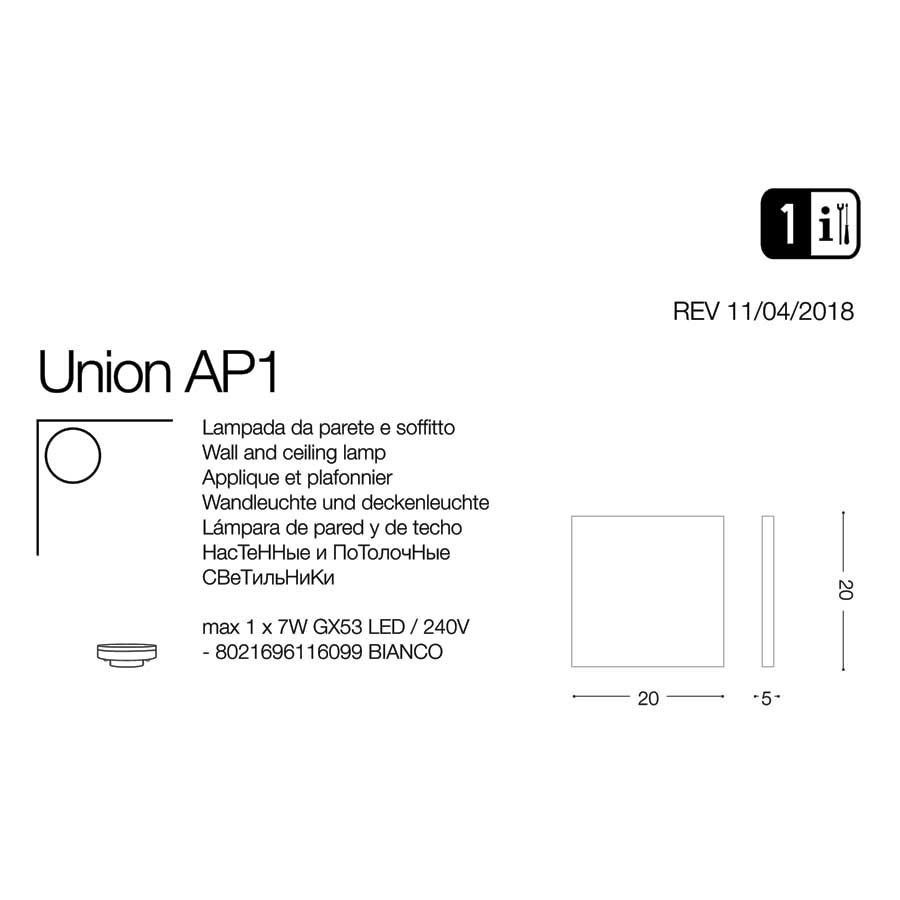 Світильник UNION AP1 (116099), IDEAL LUX - Зображення 116099-1.jpg