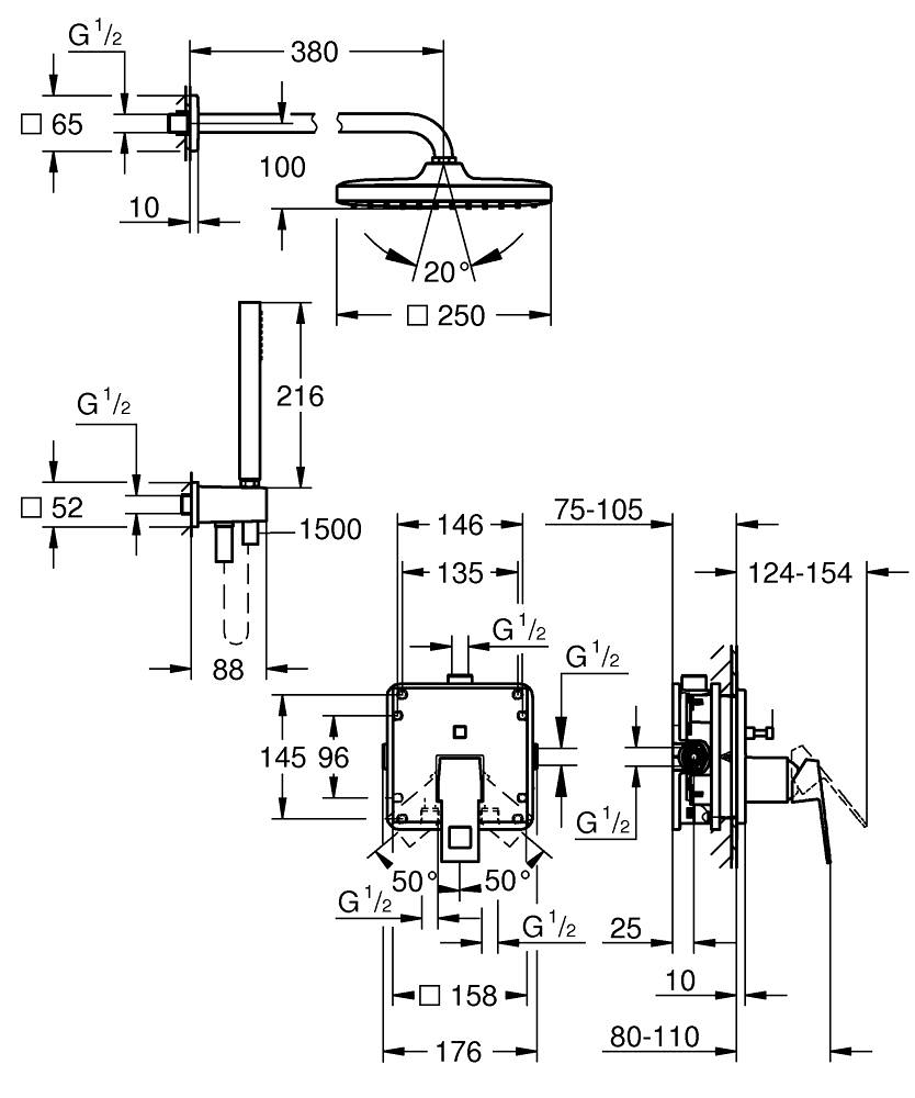 Душова система Eurocube 25289000 Grohe - Зображення 116778434-50d47.jpg