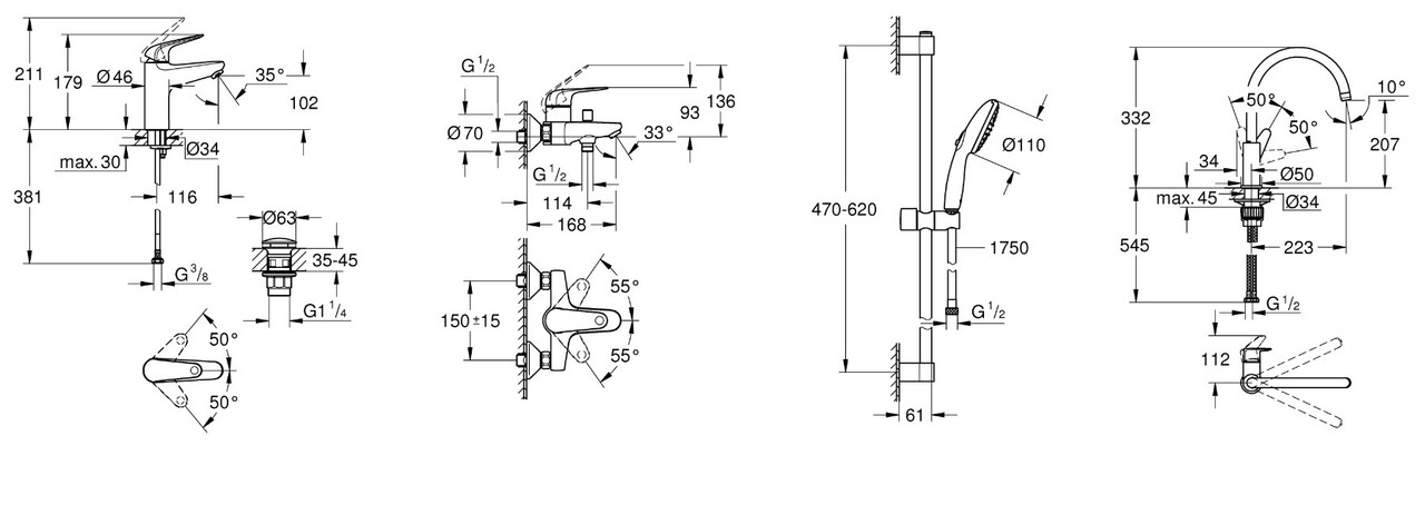 Набір змішувачів 4 в 1 Euroeco New UA123242MK Grohe - Зображення 116797341-868df.jpg