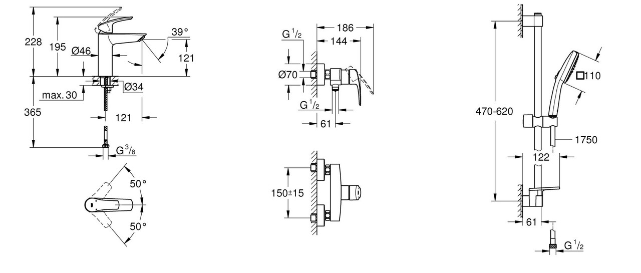 Набір змішувачів для душу 3 в 1 Eurosmart UA123244M1 Grohe - Зображення 116797342-d35c5.jpg