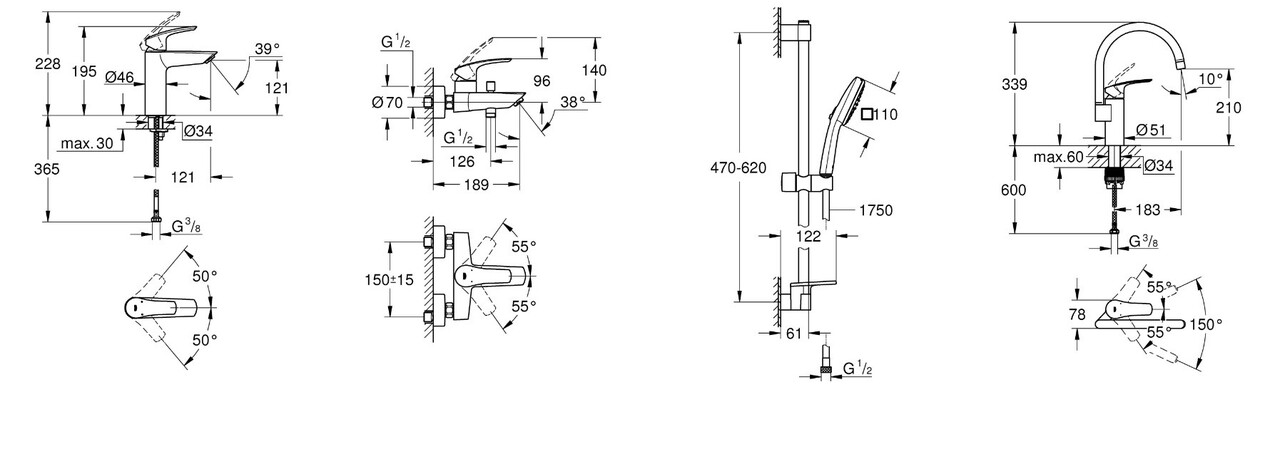 Набір змішувачів 4 в 1 Eurosmart UA123248M3 Grohe - Зображення 116797344-2a0a1.jpg