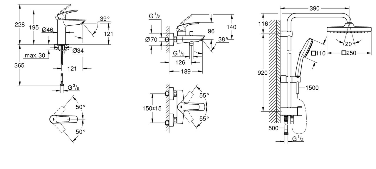 Набір змішувачів для ванни 3 в 1 Eurosmart UA123246R1 Grohe - Зображення 116801371-c860b.jpg